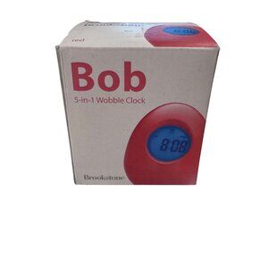 Bob 5-In-1 Wobble Clock By Brookstone Red Digital Alarm Timer Temperature